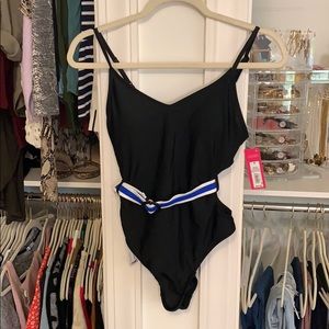 Never worn!! Black bathing suit with precious belt